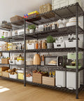 Massive 5 Tier Heavy Duty Metal Storage Shelving Unit 72.8 Inch Wide Wire Shelves With 1600 Lbs Total Weight Capacity For Garage Or Workshop Organization And Easy Clutter Busting, black steel in kitchen
