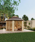 Pop Up Canopy Tent 13x13 Ft Instant Gazebo With Mosquito Netting Enclosure, UV Protection, in a garden setting