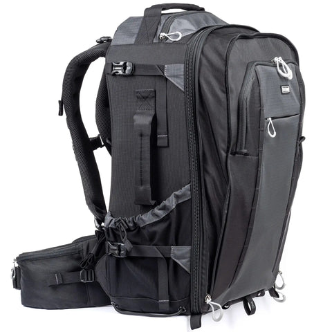 46L Camera Backpack For Travel Photography With Expandable Front Pocket For A 16 Inch Laptop And Gear, side view