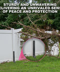 Heavy Duty Fence Post Repair Kit for 4x4 and 6x6 wood posts shown stabilizing a leaning fence in garden setting