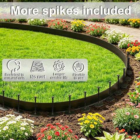 3 Inch Garden Edging Border Kit With 50 Feet Of Plastic Edging And 75 Spikes For Easy Landscape Trimming Durable Flexible Lawn Border