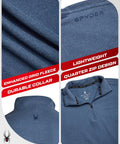 Mens Lightweight Quarter Zip Fleece Pullover For Gym And Running Soft Breathable Grid Fleece Athletic Top Medium Blue Slate details