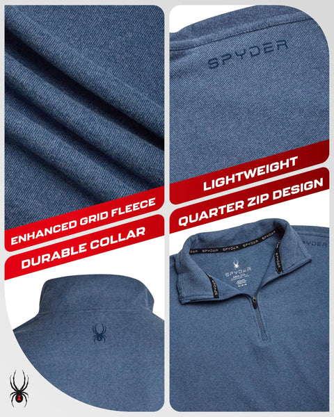 Mens Lightweight Quarter Zip Fleece Pullover For Gym And Running Soft Breathable Grid Fleece Athletic Top Medium Blue Slate details