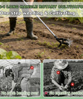 Person using Garden Rotary Cultivator With 67 Inch Adjustable Handle And Durable Star Tines A 2 In 1 Weeding And Tilling Hand Tiller