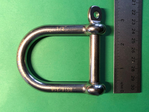 316 Stainless Wide D Shackle Half Inch Marine Grade Not For Overhead Lifting Corrosion Resistant Boat Dock Rigging Hardware