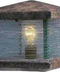 Triumph VX One Light Outdoor Deck Mount Luminaire With Vivex Material for coastal environments, clear glass shade showing bulb