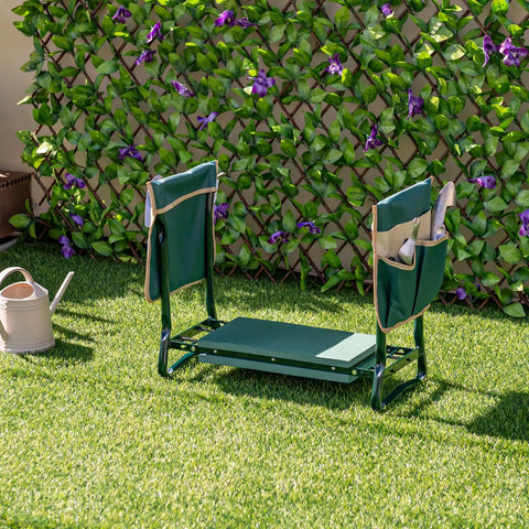 Two In One Garden Kneeler Bench With Large Tool Pouches Grab And Go Foldable Kneeling Pad And Seat For Weeding And Planting EVA Foam Cushion
