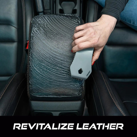 Leather Cleaning Brush With Horsehair Bristles For Car Interior And Home Use, Gently Scrubs Leather Seats Dash And Upholstery, Ergonomic 6.5 Inch Handheld Tool Gray cleaning a car leather seat