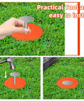 Six Pack Orange Rubber Washers for Low Profile Property Markers and Driveway Survey Stakes shown installed on grass
