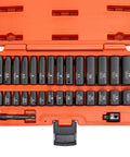 One Quarter Inch Drive Impact Socket Set For Tough Jobs And Heavy Duty Projects, 30 Piece Metric 4 To 15 MM in orange case
