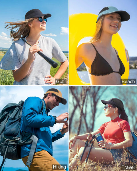 Diverse group wearing Reflective Folding Outdoor Hat For Men And Women With UPF 50 Sun Protection for various activities