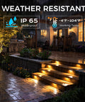 Illuminated outdoor steps with Six Pack 7 Inch Low Voltage Landscape Paver Lights For Outdoor Steps Retaining Walls Decks And Masonry IP65 Waterproof 5W 2700K Soft White Frost Lens