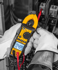 Digital AC Clamp Meter 0 to 400A and 0 to 600V AC and DC, TRMS, NCV, Diode Testing, Backlit Display, Probe Holder, CAT III 600V, Pro Grade Electrician Must Have for Precise Readings used on electrical panel