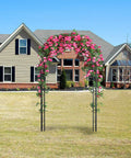 88 Inch Steel Garden Arch Arbor Trellis For Climbing Plants Outdoor Yard Garden Black Metal Lattice Arch Perfect For Weddings Backdrops And Patio Decor Go To Yard Art in a yard with roses
