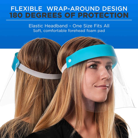 80 Shield Case With 8 Packs Of 10 Ultra Clear Full Face Shields Anti Fog PET Plastic Elastic Headband And Soft Forehead Pad