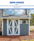 Tough As Nails Heavy Duty Black Stainless Steel Gate Hinges For Wood Fences And Patio Doors Two Pack on a shed.