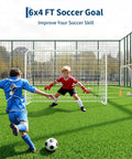 Portable Backyard Soccer Goal 6x4 Ft With Net And Ground Stakes, Heavy Duty Steel Frame For Adults And Youth Practice