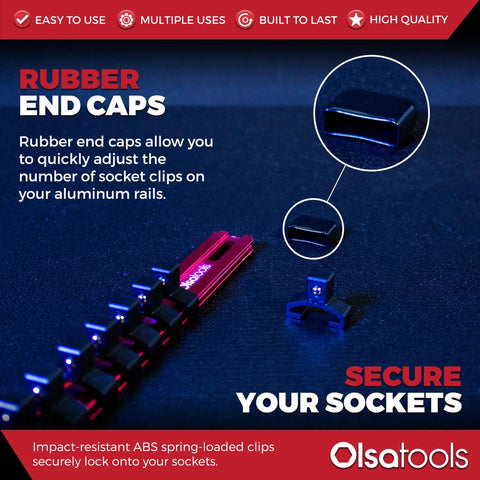 Three Eighth Inch Drive Socket Organizer Red Holder Built To Last Holds Eighteen Sockets Chrome Or Impact With Heavy Duty Rails For Mechanics Professional Grade Metric Or SAE Socket Organizer