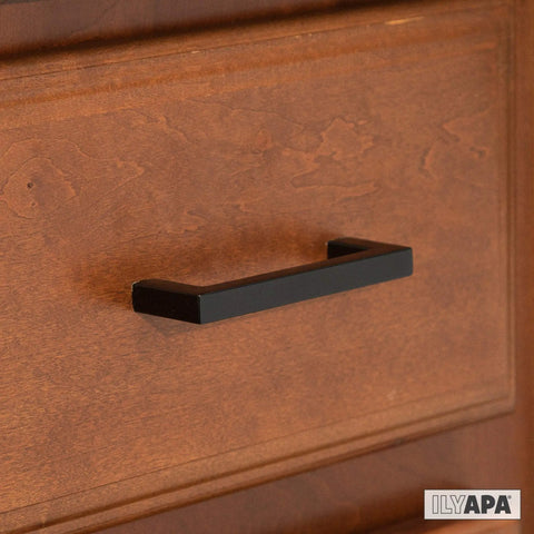 Oil Rubbed Bronze 3 Inch Drawer Pulls Set 25 Pack Modern Square Cabinet Handles Solid Heavy Duty Kitchen Hardware With 3 In Hole Center Design And Individually Wrapped For Scratch Protection And Easy Install attached to wooden cabinet