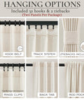Cream Linen Look Curtains For Living Room 86 Inch Long 2 Panels 52Wx86L with hook belt, track system, and tiebacks
