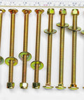 Eight pack of Three Eighths Inch By Six Inch Carriage Bolts With Square Neck And Nylon Lock Nuts, Large Washer Assortment Kit
