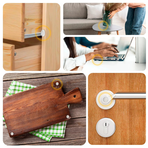 Collage of Clear Silicone Bumper Pads 0.5 Self Adhesive Jelly Button Cushions Cabinets used on furniture and appliances.