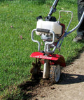 Border Edger Attachment For Power Tiller Gardening 3222 Attachment Only Fits 7000 Series Tiller in use on grass edge