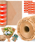 Eco Friendly Packing Paper 12 Inch By 55 Foot For Moving And Shipping, honeycomb cushioning roll with red fragile stickers