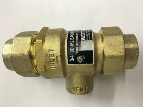 9D Series 3/4 In Brass Dual Check Valve Backflow Preventer With Union Female NPT Inlet To Female NPT Outlet Intermediate Atmospheric Vent