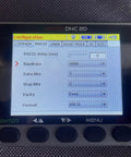 Drip Feed DNC USB Reader For CNC Machines With WiFi Transfer Portable Micro DNC Device displaying settings menu