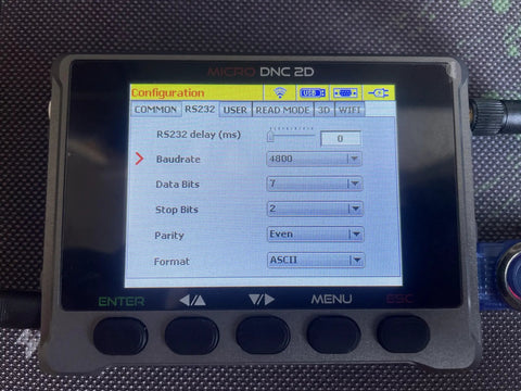 Drip Feed DNC USB Reader For CNC Machines With WiFi Transfer Portable Micro DNC Device displaying settings menu