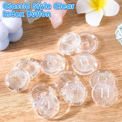 4 Pack Acrylic Clear Faucet Index Buttons for Gerber 94-445 94-446 94-447 displayed on wooden surface