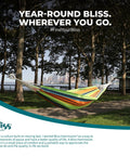 40-Inch Wide Brazilian Style Hammock With Hand-Woven Rope Loops And Hanging Hardware Indoor Outdoor Cotton-Poly Blend 250 Lbs Capacity Guacamole Color Portable With Drawstring Carry Bag For Backyard Chill in park setting