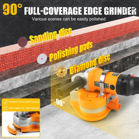 Beast 2800W Electric Diamond Polisher Machine With 6 Diamond Wheels Kit showing full-coverage edge grinding on concrete