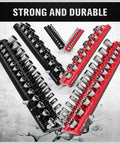Six Piece Magnetic Socket Organizer Set For Metric And SAE Drives, Holds 143 Sockets In Red And Black Magnetic Trays