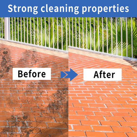 Before and after using 16 Inch Pressure Washer Surface Cleaner for 4000 PSI Power Washers with 1/4 Inch Quick Connect on brick patio