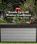 Massive 150 Gallon Resin Deck Box With Double Wall 20mm Panels Paintable And Drillable For Easy Outdoor Storage In Grey And Black