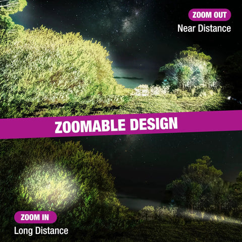 Rechargeable Pen Flashlight With UV And White Light 395nm demonstrating zoomable clip light feature in outdoor setting