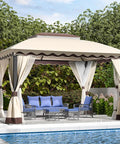 Outdoor Patio Gazebo 10 By 13 Heavy Duty Steel Frame With Mosquito Netting And Double Roof Canopy Tent Shelter for patio