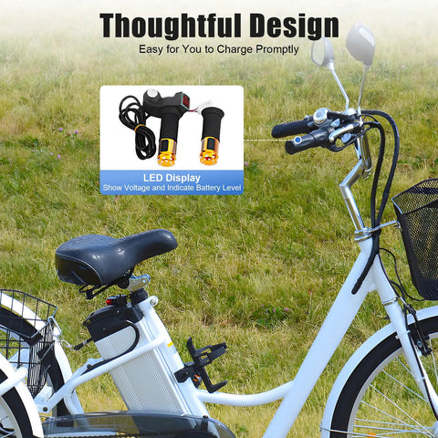 48V 750W Brushless DC Motor Kit For DIY Tricycle Conversion With LED Display on white tricycle in grassy field