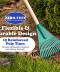 Heavy Duty 8 Inch Garden Rake With A 48 Inch Hardwood Handle For Shrubs And Flower Beds Compact rake on grass by bushes