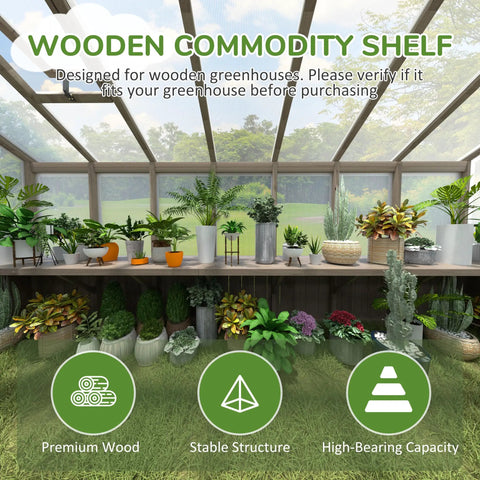 Wooden Greenhouse Shelf Kit 161 Inch Long Shelves 14 Ft Fit Two Pack Light Mocha Brown DIY Friendly Horticulture Workbench System Durable Premium Wood Construction Easy Storage And Organization