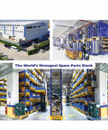Warehouse exterior and interior of Volvo Heavy Duty Hydraulic Accumulator OEM Replacement stock for wheel loaders L60D L70D L90D and more