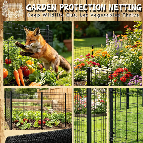 Rock-Solid Heavy-Duty Black Hardware Cloth Fencing, 1/2 Inch 19 Gauge Vinyl Coated Chicken Wire Roll, Gopher Rodent Proof Yard Mesh For Coop And Backyard Projects with vegetables and flowers