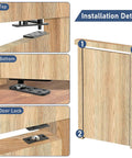 Installation diagram of 570 Lb Hidden Door Pivot Hinge Kit For Heavy Doors with top, bottom, and lock details