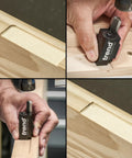 Spring Loaded Hinge Corner Chisel for quick square of mortises and lock faceplates, demonstrating clean mortise cuts.