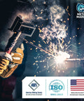 Welder using Premium E7018 H4R Low Hydrogen Carbon Steel Stick Electrode One Eighth Inch Five Pound Pack for smooth arc welding