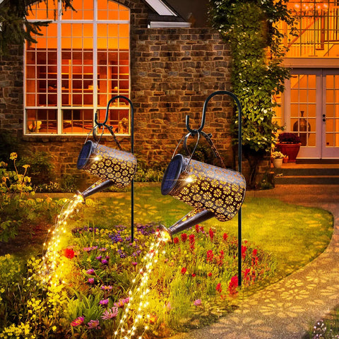 Solar Watering Can With Lights For Outdoor Garden Decor Waterproof Hanging Lanterns With 90 LEDs in garden
