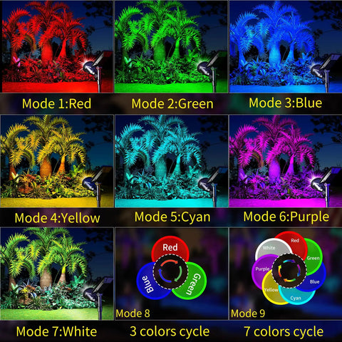 Solar Outdoor Lights 4 Pack Colorful Landscape Spotlights With 9 Lighting Modes Waterproof Garden Pathway Lights For Backyard Patio Pool Yard Halloween Christmas Decor