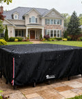 Waterproof 600D Heavy Duty Outdoor Furniture Cover for 6 To 8 Piece Patio Sets Including Sectional Sofa Chairs Ottomans and Coffee Table 111L 74W 28H Inches Black All Weather Protection in rain